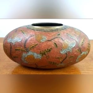 Vintage Japanese iron Brass Cooper japanese vase .